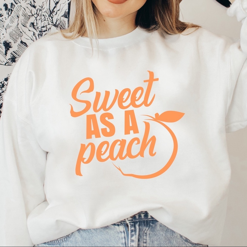 Sweet As A Peach Crew Neck Long Sleeve Sweatshirt